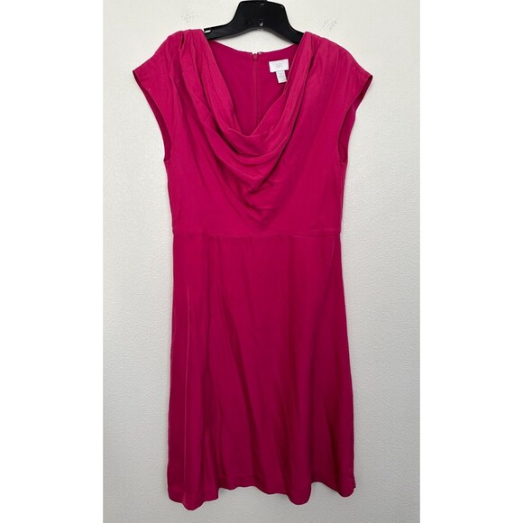 Banana Republic Silk Sheath Dress Knee Length Cowl Neck Pink Women's Size 10 - Picture 1 of 8